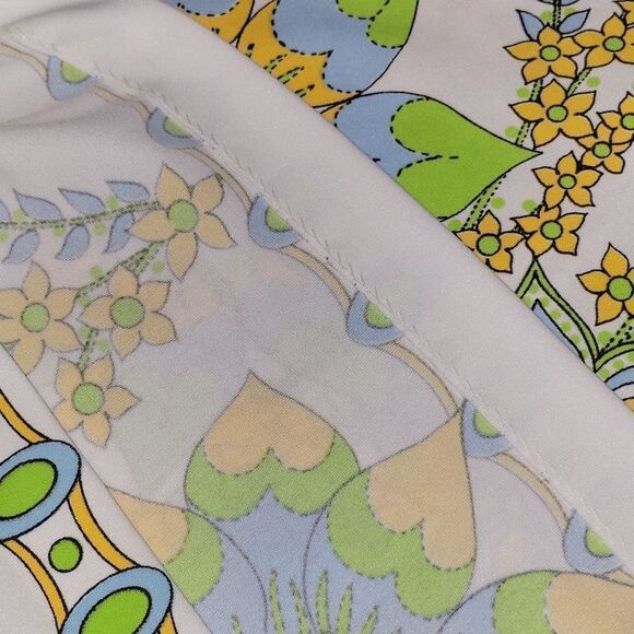 Vintage 60s Jane Colby Mod Top Bright Floral Sunflowers  Hippie Psychedelic M - Picture 8 of 10